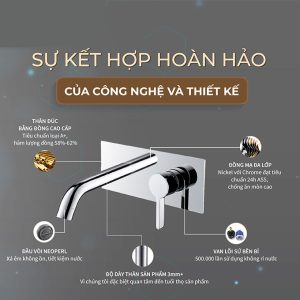 Ảnh công trình thực tế Vòi Lavabo Âm Tường Nóng Lạnh BASIC BW-46016