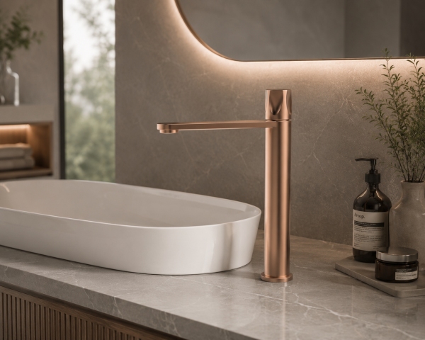 Vòi Lavabo Nóng Lạnh Thân Cao BASIC BW-1031.02 Rose Gold