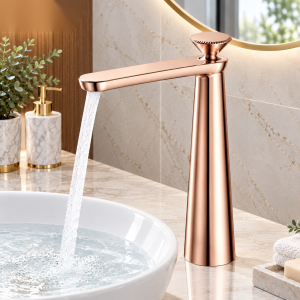 Vòi Lavabo Nóng Lạnh Thân Cao BASIC BW-41802RG Rose Gold