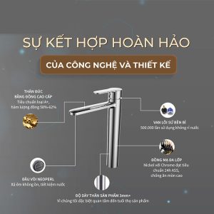 Ảnh công trình thực tế Vòi Lavabo Nóng Lạnh Thân Cao BASIC BW-603VC