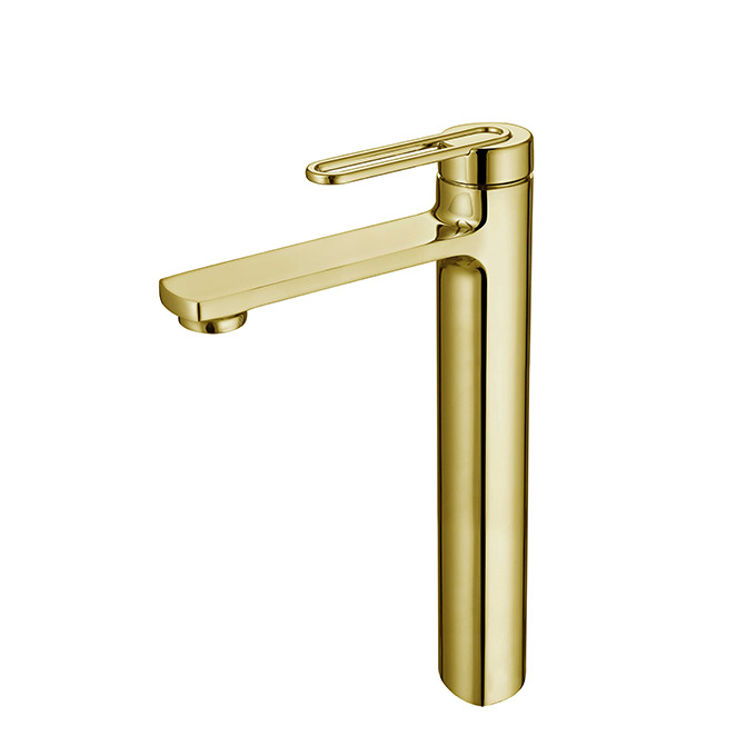 Vòi Lavabo Nóng Lạnh Thân Cao BASIC CARA-HG Titanium Gold