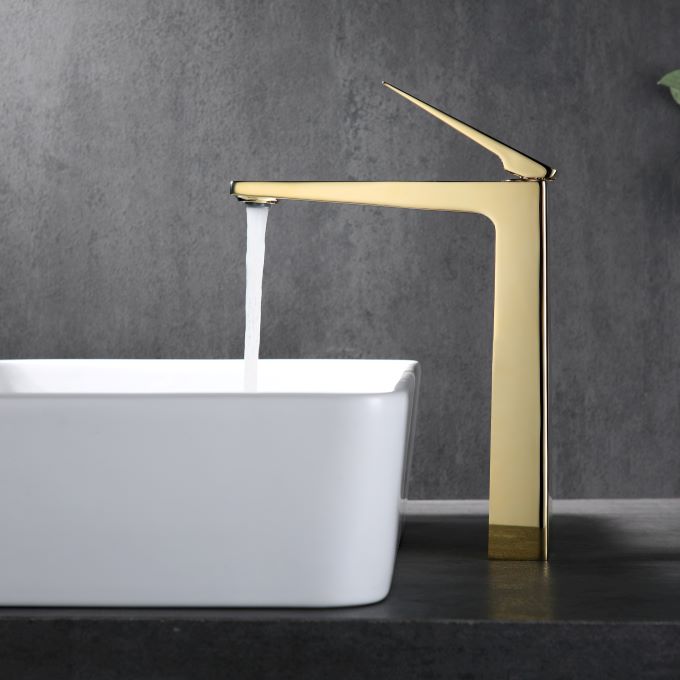 Vòi Lavabo Nóng Lạnh Thân Cao BASIC LUCAS-HG Gold