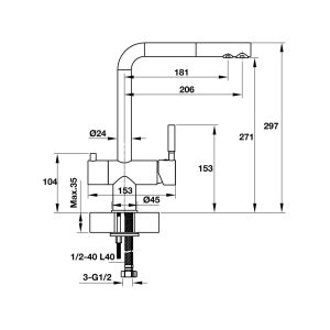 Ảnh công trình thực tế Vòi Rửa Bát 3 Đường Nước Topy TP – A5368
