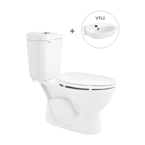 Bàn cầu hai khối VI28 + Chậu VTL2 (hoặc VTL3 hoặc VTL3N)