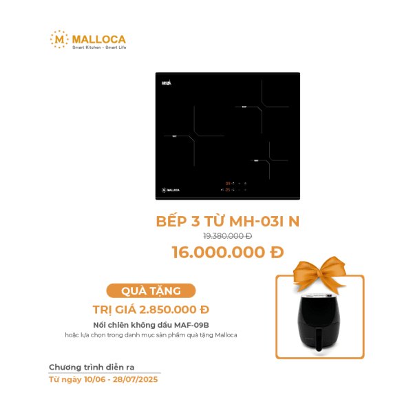 Bếp từ Malloca 3 vùng nấu MH-03I N