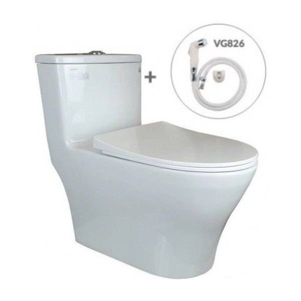 Bồn Cầu VIGLACERA V36 1 Khối Nắp Êm Tặng Xịt