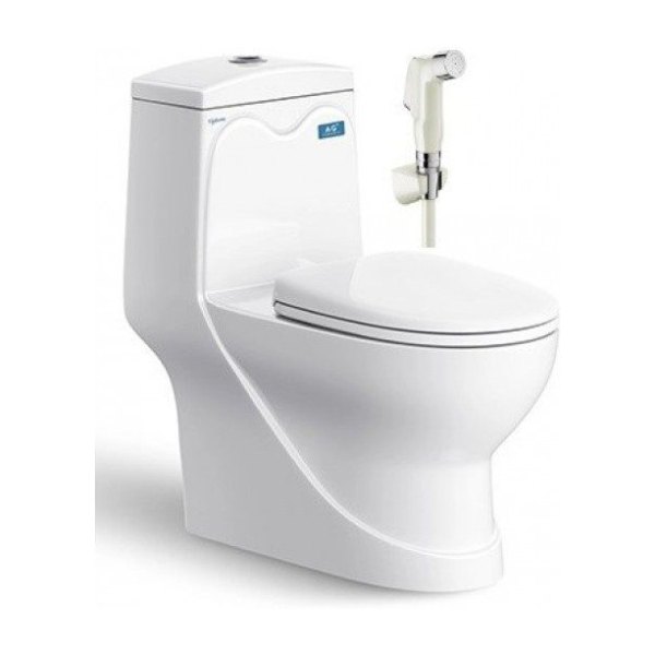 Bồn Cầu VIGLACERA V38 1 Khối Nắp Êm Tặng Xịt