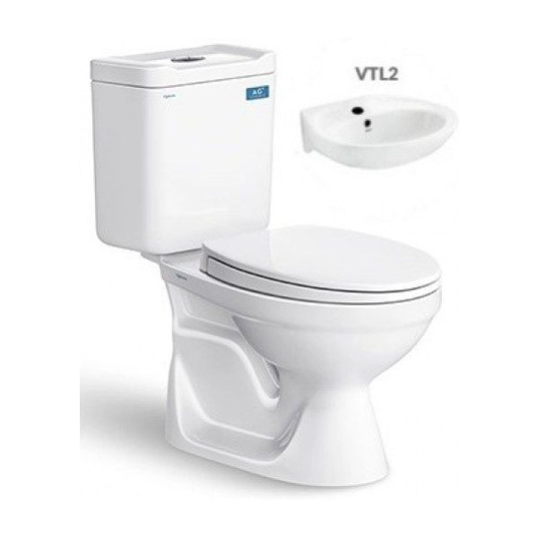 Bồn Cầu VIGLACERA VT18M 2 Khối Nắp Êm Kèm Chậu VTL2