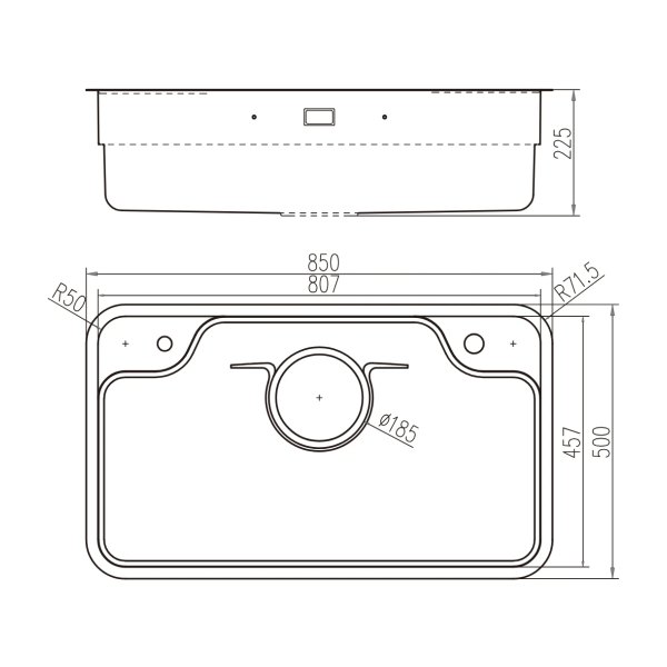Chậu Rửa Bát 1 Hố Nobinox ARVO B085 850mm Vân Siêu Mịn