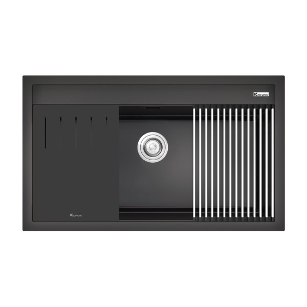 Chậu Rửa Bát Đá Granite KONOX Terra 860S Black 1 Hố