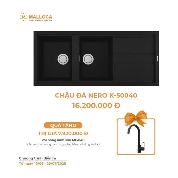 Chậu Rửa Chén Đá MALLOCA NERO K-50040 Màu Đen