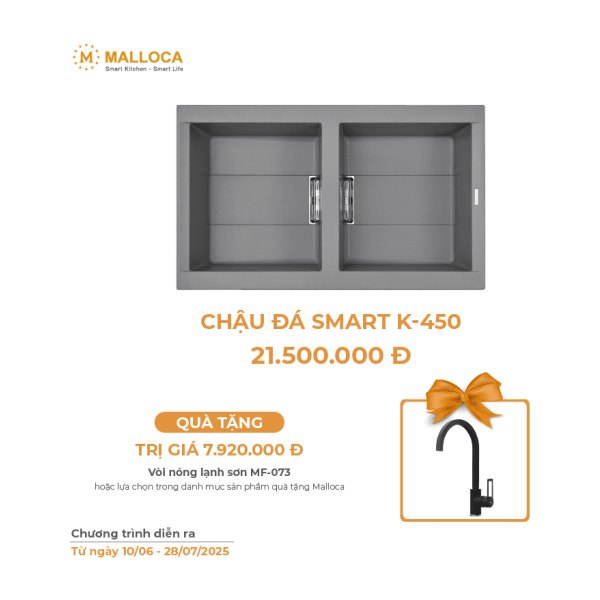 Chậu Rửa Chén Đá MALLOCA SMART K-450 Màu Xám