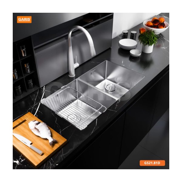 Chậu Rửa Chén GARIS GS21.81D Inox Xước Mờ 2 Hộc Âm Bàn