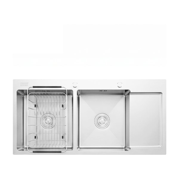 Chậu Rửa Chén Inox Caesar KSH22H100SX 2 Hộc 1000x480mm Có Bàn Ráo