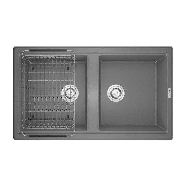 Chậu Rửa Chén KONOX PHOENIX 860 Grey 2 Hộc Màu Xám