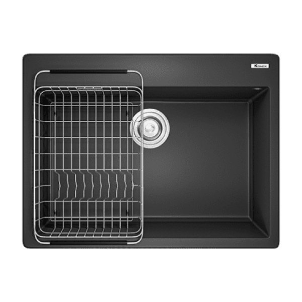 Chậu Rửa Chén KONOX Ruvita 680 Black Đá Granite 1 Hộc 680mm