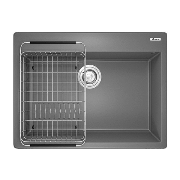 Chậu Rửa Chén KONOX Ruvita 680 Grey Đá Granite 1 Hộc 680mm