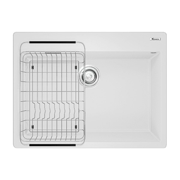 Chậu Rửa Chén KONOX Ruvita 680 White Silver Đá Granite 1 Hộc 680mm