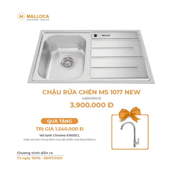 Chậu Rửa Chén MALLOCA MS 1017 NEW INOX 304