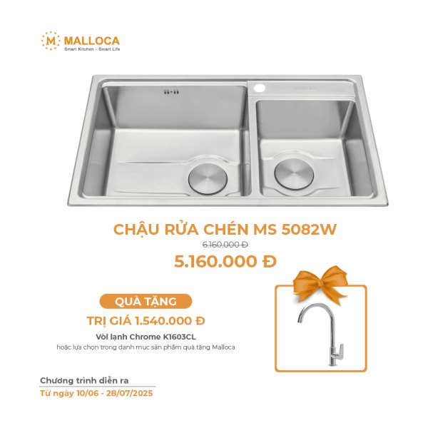 Chậu Rửa Chén MALLOCA MS 5082W INOX 304