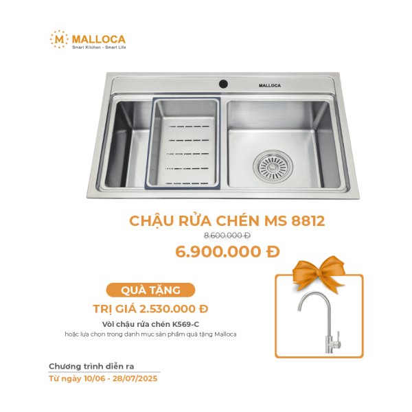 Chậu Rửa Chén MALLOCA MS 8812 INOX 304