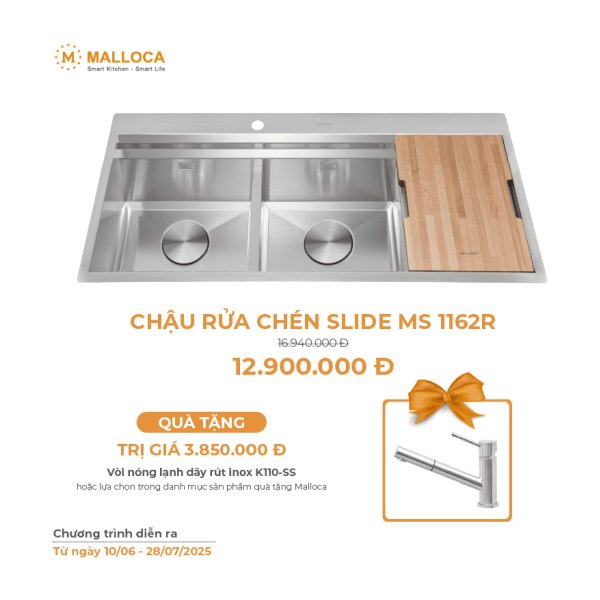 Chậu Rửa Chén MALLOCA SLIDE MS 1162R INOX 304