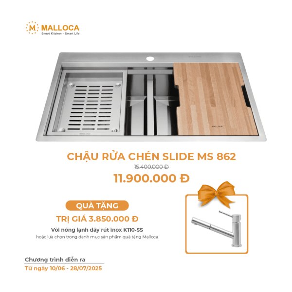 Chậu Rửa Chén MALLOCA SLIDE MS 862 INOX 304