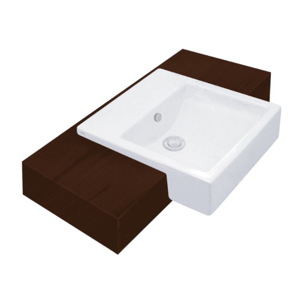 Chậu Rửa Lavabo COTTO C02717 Parvis Bán Âm Bàn Kháng Khuẩn