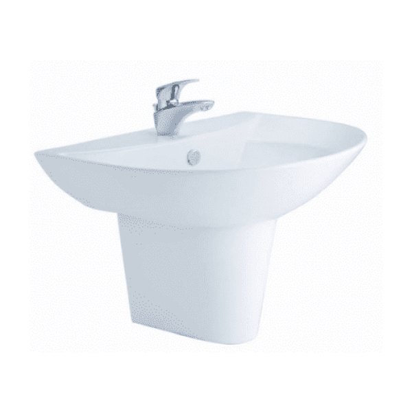 Chậu Rửa Lavabo COTTO C4219 Treo Tường Kèm Chân Ngắn