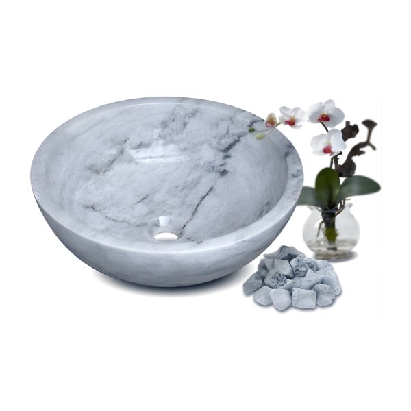 Chậu Rửa Mặt Lavabo Kanly MAR133N Đặt Sàn Trắng Vân Mây