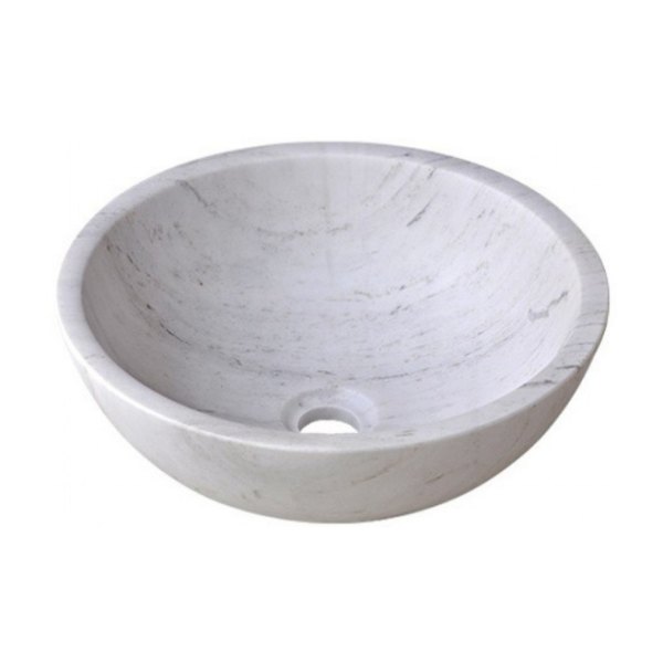 Chậu Rửa Mặt Lavabo Kanly MAR13V Đặt Bàn Đá Trắng Sữa 400x150 mm