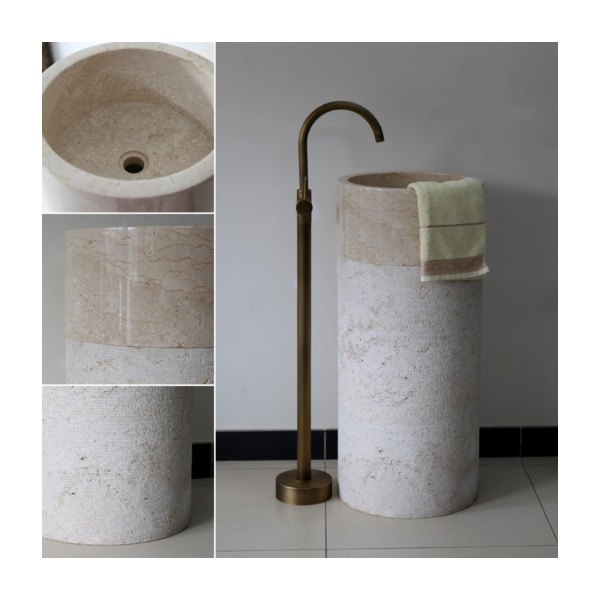 Chậu Rửa Mặt Lavabo Kanly MAR71Ci Trụ Đứng Đặt Sàn Đá Tự Nhiên