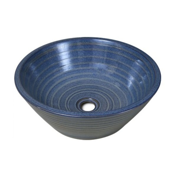 Chậu rửa mặt lavabo Kanly xanh SU018 đặt bàn sứ mỹ thuật 400x150 mm