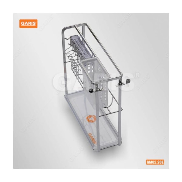 Giá Dao Thớt Chai Lọ GARIS GM02.20E Inox Xước Mờ Nan Vuông Cánh Kéo 200mm