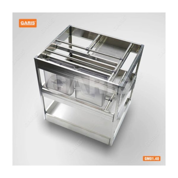 Giá Dao Thớt Gia Vị Chai Lọ GARIS GM01.40 Inox Nan Hộp Cánh Kéo 400mm
