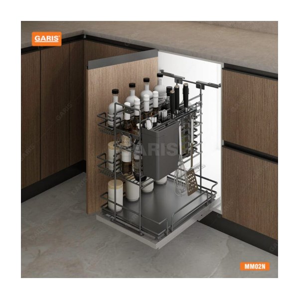 Giá Dao Thớt Gia Vị Chai Lọ GARIS MM02.35N Thép Màu Titan Rộng 295mm
