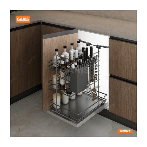 Giá Dao Thớt Gia Vị Chai Lọ GARIS MM02.40N Thép Màu Titan Rộng 345mm
