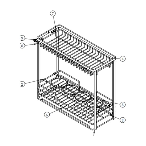 Giá Gia Vị Chai Lọ GARIS GK02.25E Inox Xước Mờ Nan Vuông Cánh Kéo 250mm