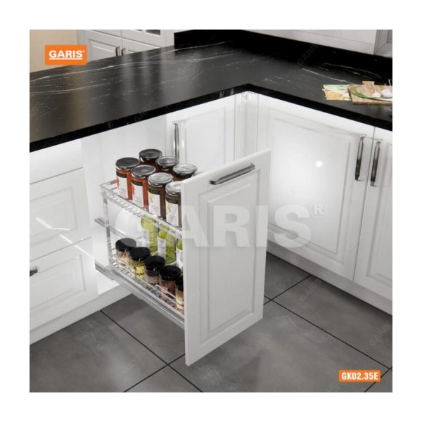 Giá Gia Vị Chai Lọ GARIS GK02.35E Inox Xước Mờ Nan Vuông Cánh Kéo 350mm