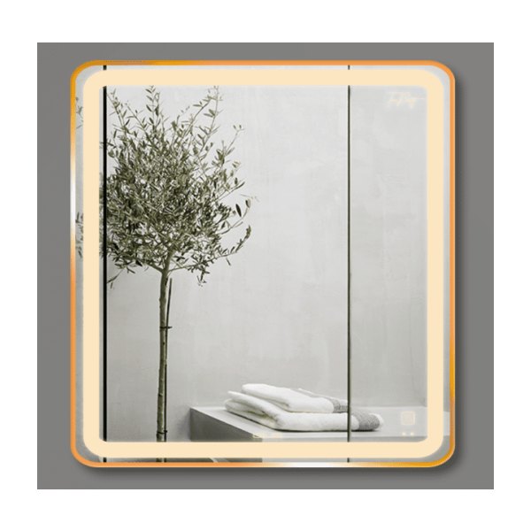 Gương Led GLS Q23S25 Vuông Viền Nhôm Vàng Hồng Rose Dòng Q 60x60cm