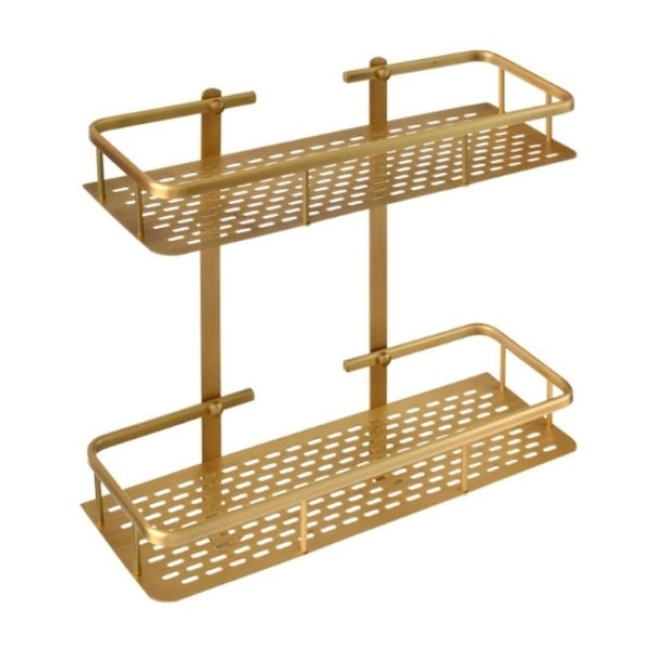 Kệ 2 tầng đựng đồ nhà tắm bằng đồng Kanly GCK30D