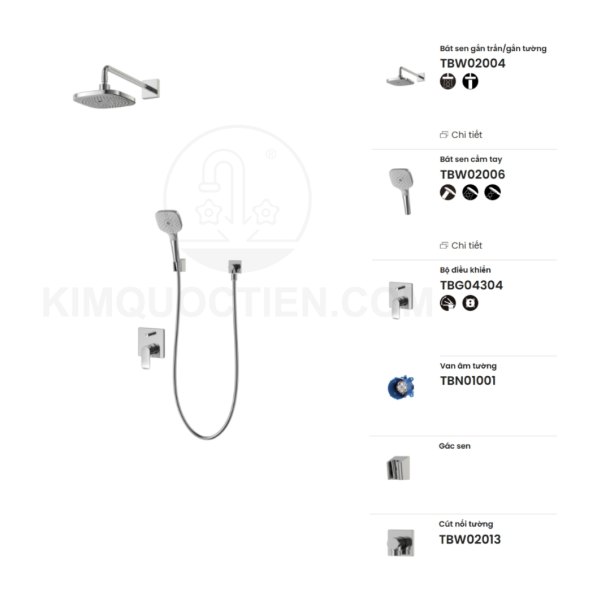 Sen tắm âm tường TOTO TBG04304BA/TBN01001B/TBW02004A/TBW02006V/TBW02013B nóng lạnh