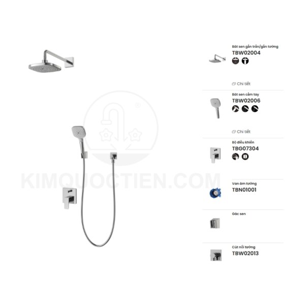 Sen tắm âm tường TOTO TBG07304VA/TBN01001B/TBW02004A/TBW02006V/TBW02013B nóng lạnh