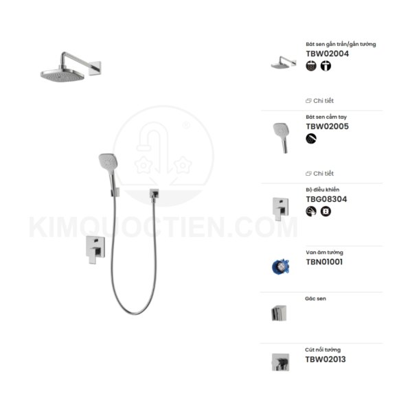 Sen tắm âm tường TOTO TBG08304VA/TBN01001B/TBW02004A/TBW02005V/TBW02013B nóng lạnh