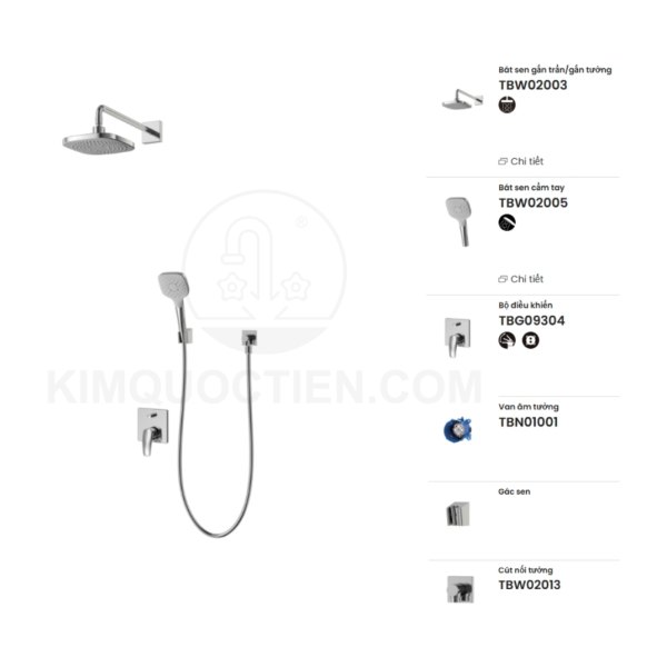 Sen tắm âm tường TOTO TBG09304VA/TBN01001B/TBW02003A/TBW02005V/TBW02013B nóng lạnh