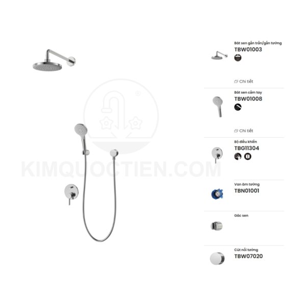 Sen tắm âm tường TOTO TBG11304VA/TBN01001B/TBW01003A/TBW01008V/TBW07020A nóng lạnh