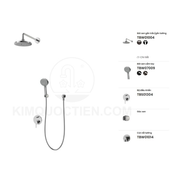 Sen tắm âm tường TOTO TBS01304B/TBW01004A/TBW07009A/TBW01014B nóng lạnh
