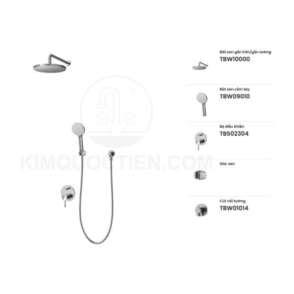 Sen tắm âm tường TOTO TBS02304B/TBW10000V/TBW09010V/TBW01014B nóng lạnh