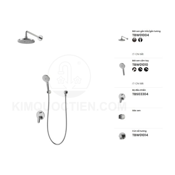 Sen tắm âm tường TOTO TBS03304B/TBW01004A/TBW01008V/TBW01014B nóng lạnh