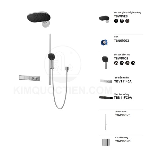 Sen tắm âm tường TOTO TBV11140A/TBN11FC0A/TBW15EB0A/TBN01003A/TBW15CE0A/TBW160N0A/TBW160V0A điều chỉnh nhiệt độ